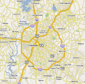 dumpster service map, Charlotte, North Carolina